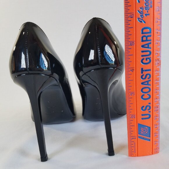 Saint Laurent Black Patent Leather Heels SIZE 36  Dust Bag Pumps 4" Zoe 85 ? - Picture 6 of 17